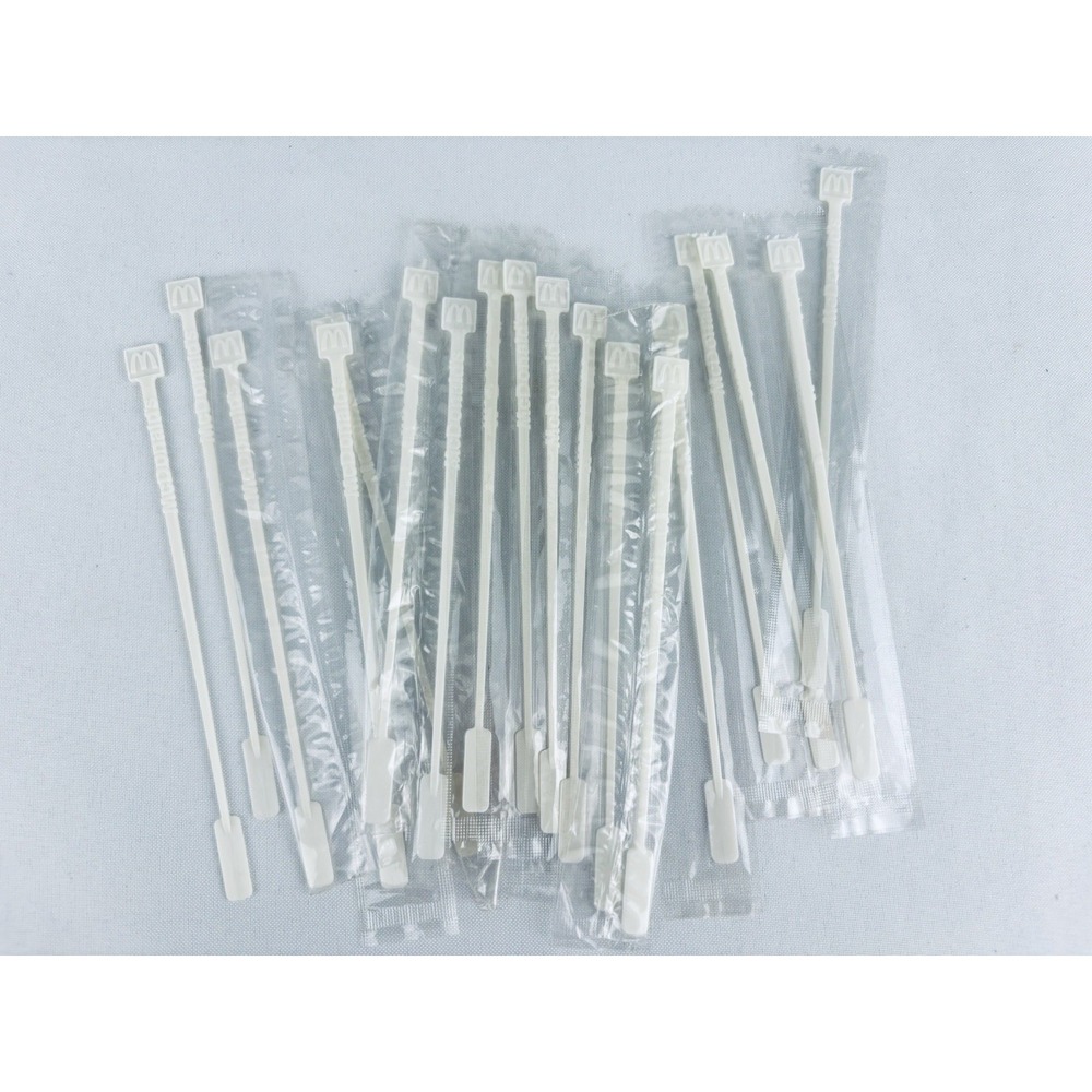 McDonalds Vintage White Paddle Coffee Stirrers 16 Sealed 2 Unsealed - Lot Of 18